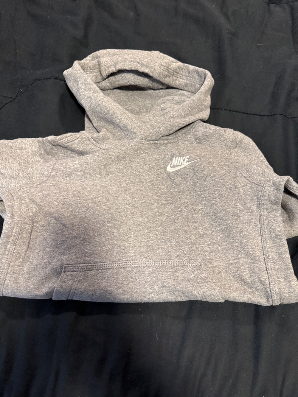 Nike Heather Gray Hooded Sweatshirt with White Swoosh